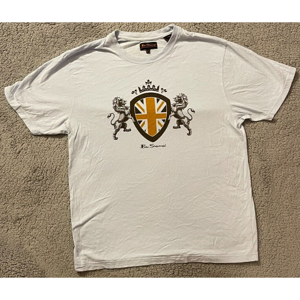 Ben Sherman Coat of Arms Shield UK Union Jack Crown T Shirt Mens Size XL Vintage